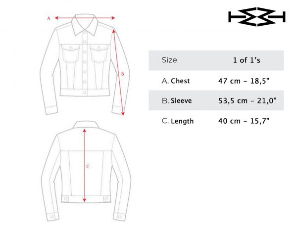 measurements chart Cropped& distressed jeans jacket