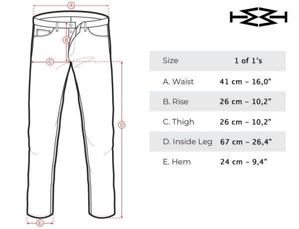 measurements chart zebra pants