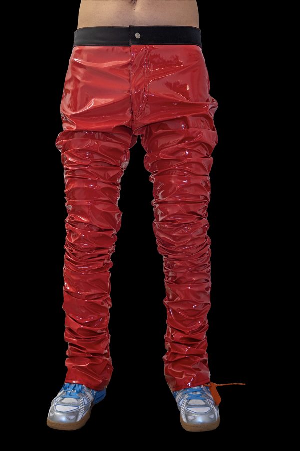 210 red vinyl pants