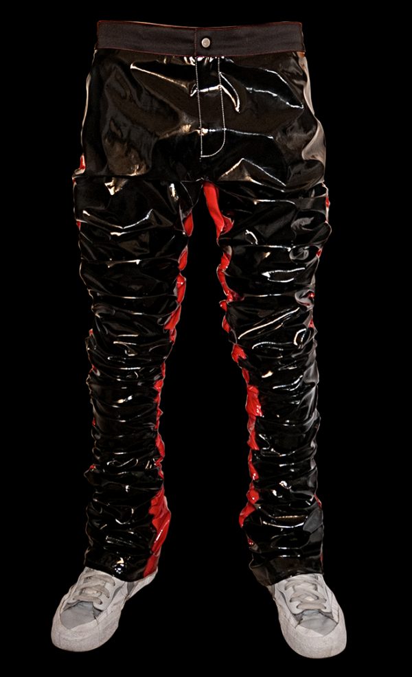 210 vinyl pants black&red