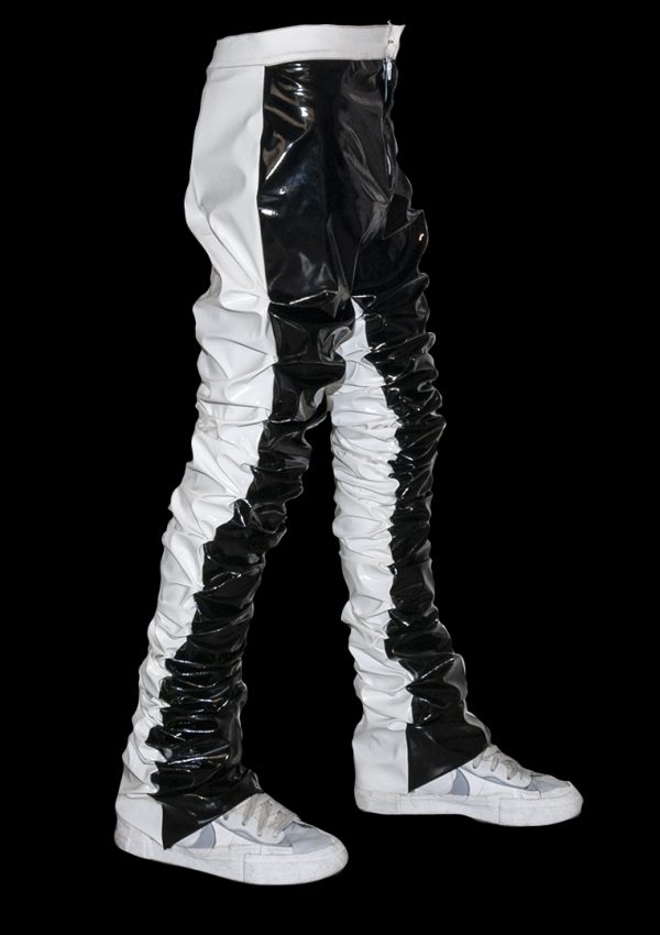 210 black & white vinyl pants