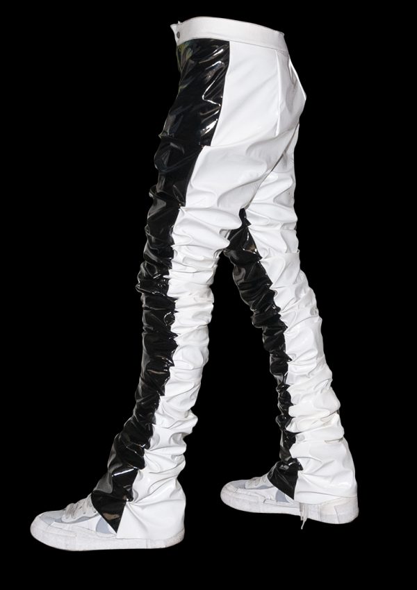 210 black & white vinyl pants